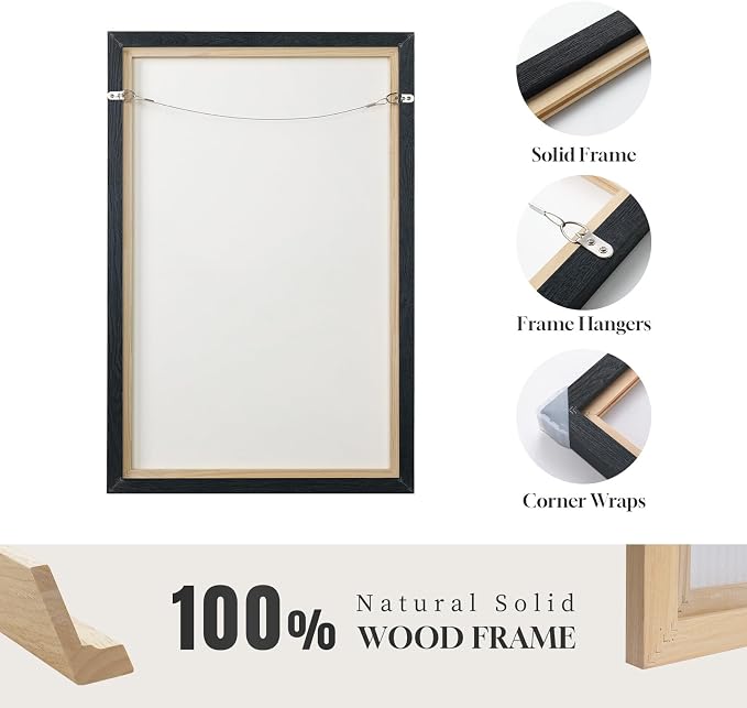 Extra Large Framed Black and White Gold Abstract Wall Art for Living Room, Modern Canvas Prints Vertical Artwork for Walls, Contemporary Art Pictures for Bedroom Dining Room Hallway Wall Decor 40x60 In
