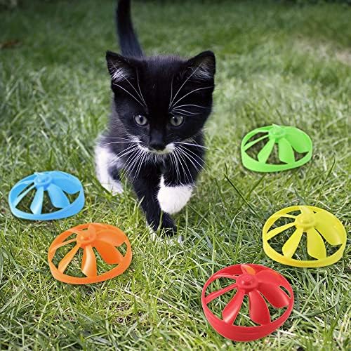 Sumind 18 Pcs Cat Fetch Toys Interactive Cat Propeller Toy, Cat, Blue