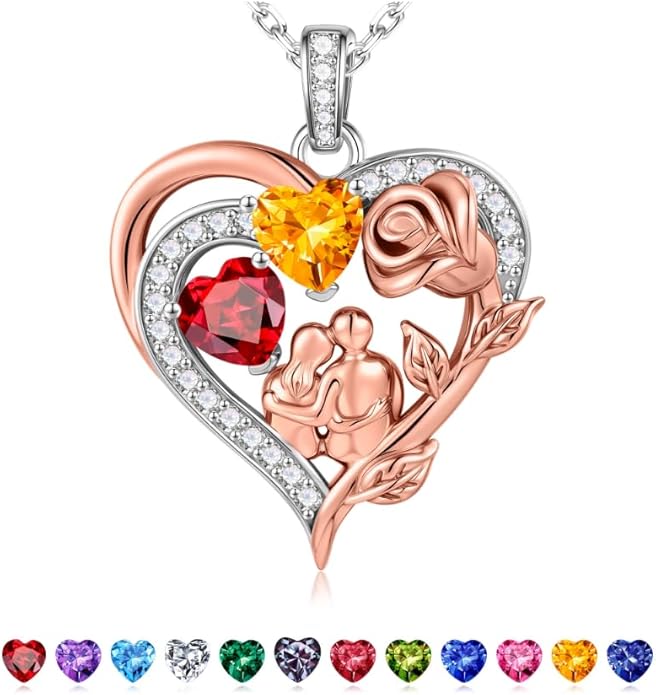 Iefil Valentines Day Gifts for Her - 925 Sterling Silver Birthstone Necklace for Women, Anniversary Birthday Gifts for Wife Girlfriend Mom