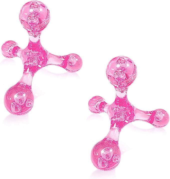 Manual Trigger Point Massage Tool, 2 Pcs 4 Knob Massager Deep Tissue Manual Massager Pressure Point Palm Massage Tool Handheld Back Massagers for Muscle Pain Stress Relief (Pink)