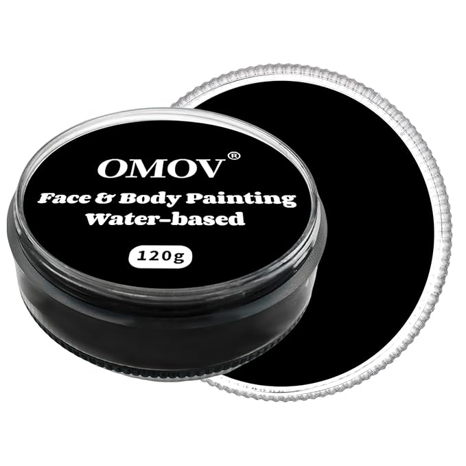 Black Face Paint 120g (4.23 0z) Non-Toxic,Water Activated Face Painting Kit for Kids Adults,SFX Makeup Large Capacity Facepaint Palette for Halloween, Cosplay,Theater Party,Skull Joker Special Effects