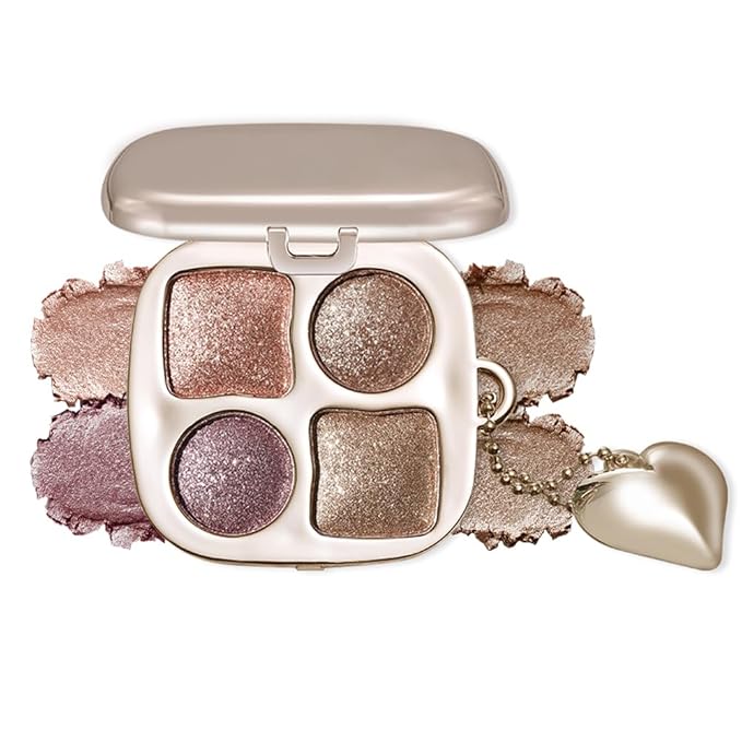 Metallic Rose Gold Shimmer Eyeshadow Palette with Mirror, High Pigment Blendable Long-Lasting Mini Eye Shadow Kit, Gold Bronze Glitter & Neutral Glam Makeup Palette for Blue, Green & Brown Eyes 6