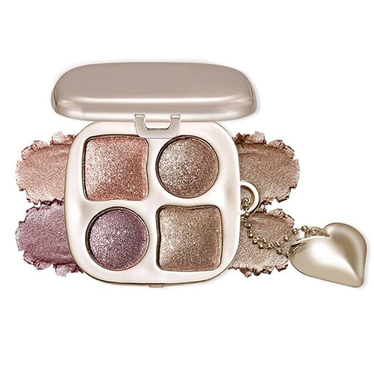 Metallic Rose Gold Shimmer Eyeshadow Palette with Mirror, High Pigment Blendable Long-Lasting Mini Eye Shadow Kit, Gold Bronze Glitter & Neutral Glam Makeup Palette for Blue, Green & Brown Eyes 6