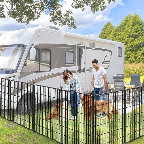 Dog Pen Portable Dog Fence Dog Playpen for Large Dogs, 40" Tall Dog Playpen Dog Fencing Outdoor 24 Panels Black Metal Dog Play Pens Exercise Fencing with Door Pet Play Pen for Camping, Yard
