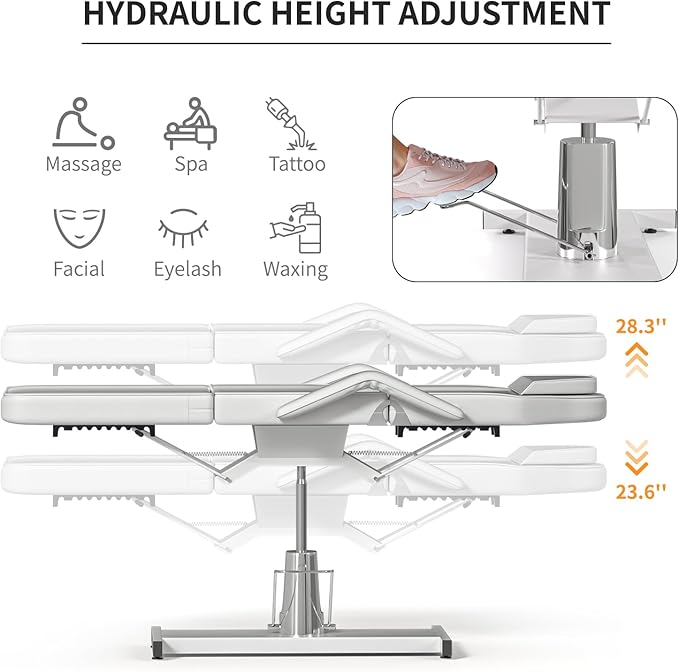 Hydraulic Facial Chairs for Esthetician Bed with Stool Height Adjustable Tattoo Chair for Client Spa Esthetician Aesthetic Treatment