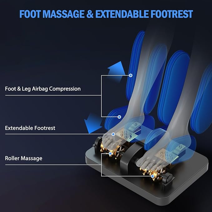 Zero Gravity Massage Chair - 57" Extra-Long SL-Track for Full Body Relief, Back/Leg Heat & Airbag Massage - Relieve Back Pain for Sedentary Workers/Elderly
