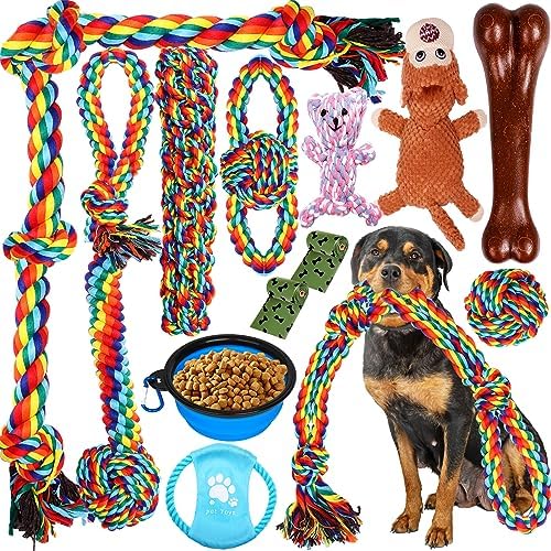 13PCS Large Dog Toys for Aggressive Chewers, Teeth Cleaning Chew Rope Toys