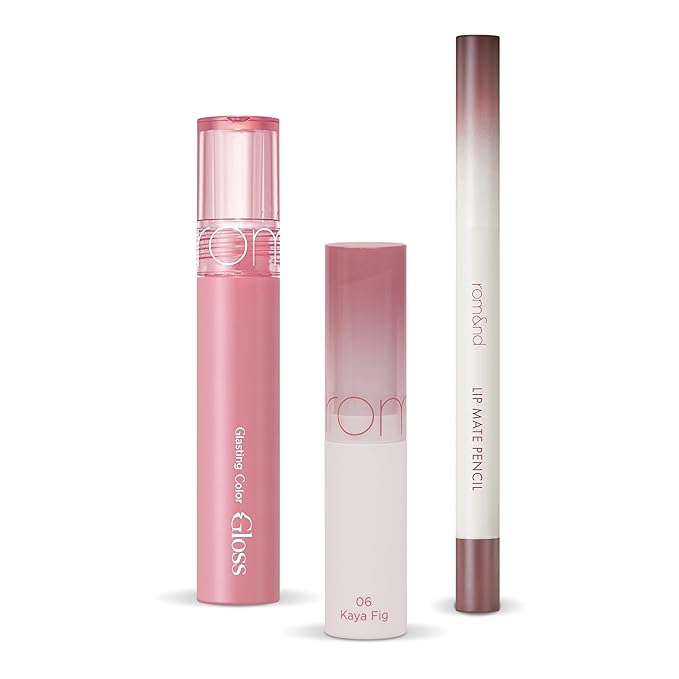rom&nd Volume Hack Trio Sweet Fig Set | Korean Lip Combo for Plump, Hydrated & Glossy Lips | 3-in-1 Kit