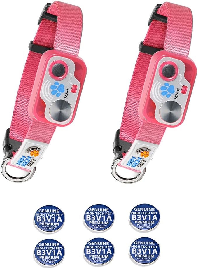 Genuine MS-5® Automatic Smart Pet Door Collar 2-Pack, Tested & Certified by High Tech Pet with 6 Free Preimum Batteries (Pink)