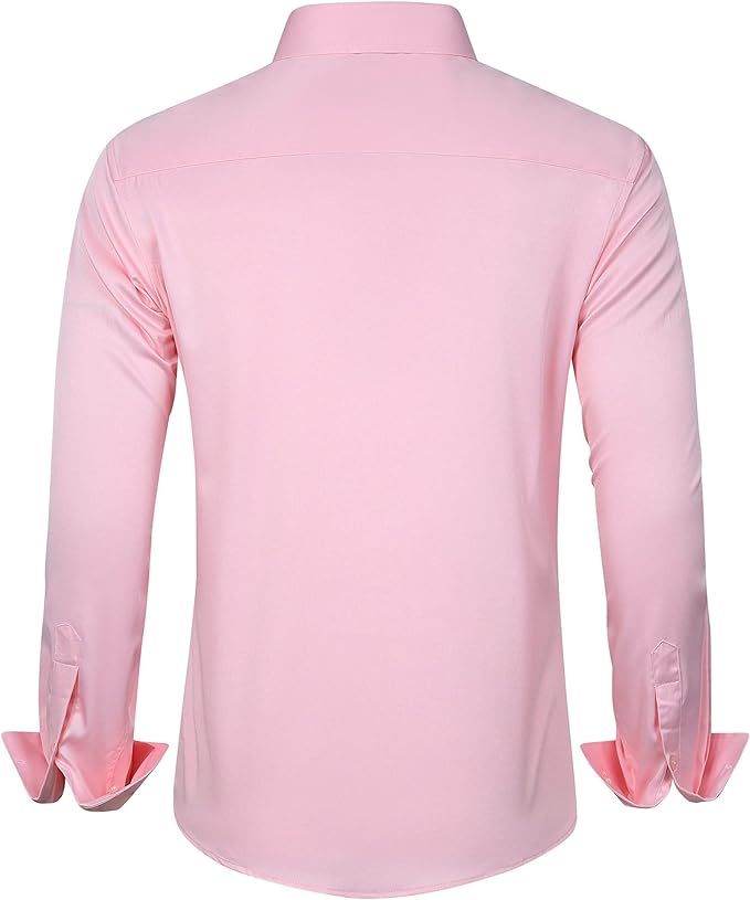 J.VER Men's Dress Shirts Solid Long Sleeve Stretch Wrinkle-Free Formal Shirt Business Casual Button Down Shirts
