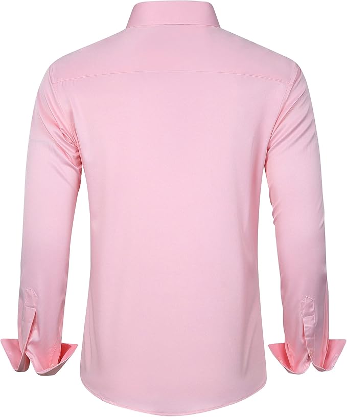 J.VER Men's Dress Shirts Solid Long Sleeve Stretch Wrinkle-Free Formal Shirt Business Casual Button Down Shirts