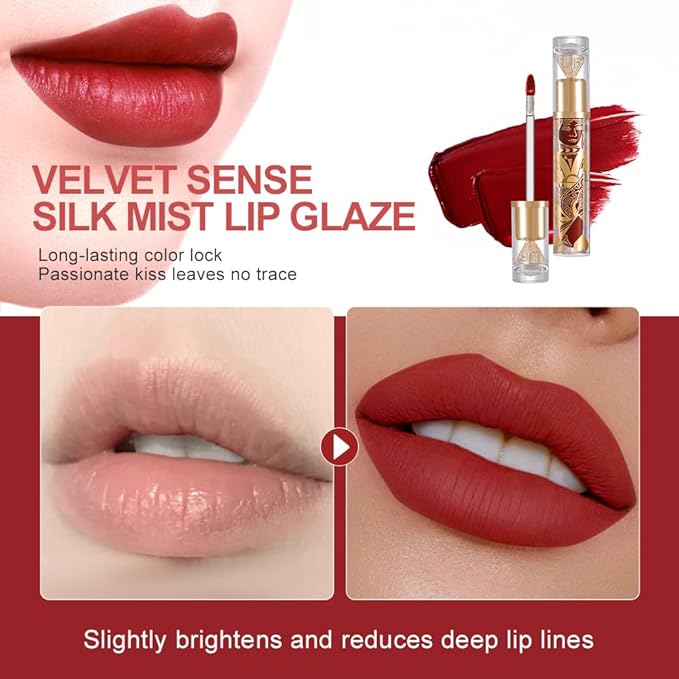 Velvet Matte Lip Stain – Long Lasting Waterproof Liquid Lipstick, Transfer-Proof Lightweight Lip Gloss, Non-Sticky Soft Matte Lip Tint with High Pigment, Smudge-Proof Lip Stain for All-Day Wear #80A