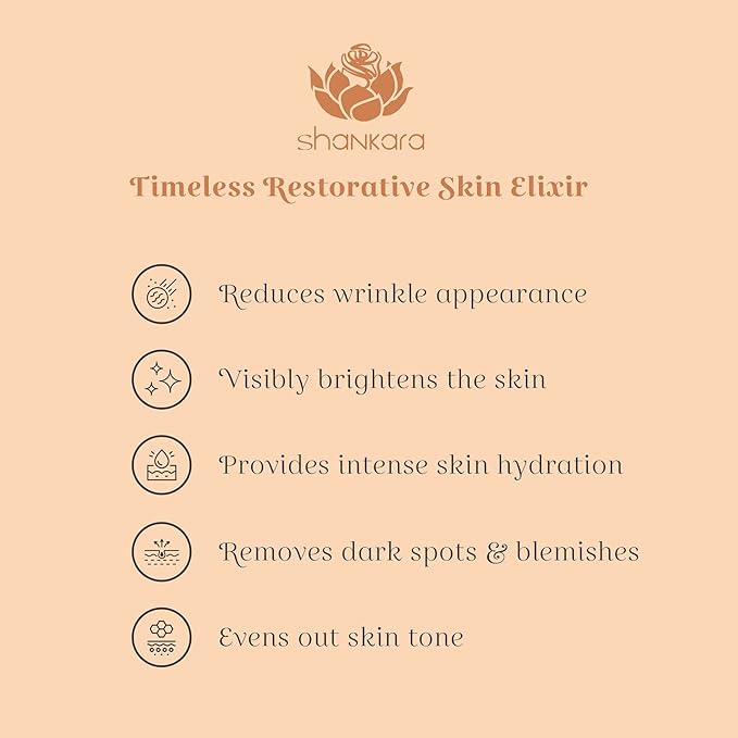 Shankara Timeless Restorative Skin Elixir – 2-in-1 Ayurvedic Serum & Kumkumadi Oil Pump Duo – With Vitamin C, Citrus Stem Cell Tech, Ectoin & Saffron – Hydrating, Moisturizing for Glowing Skin (30ml)