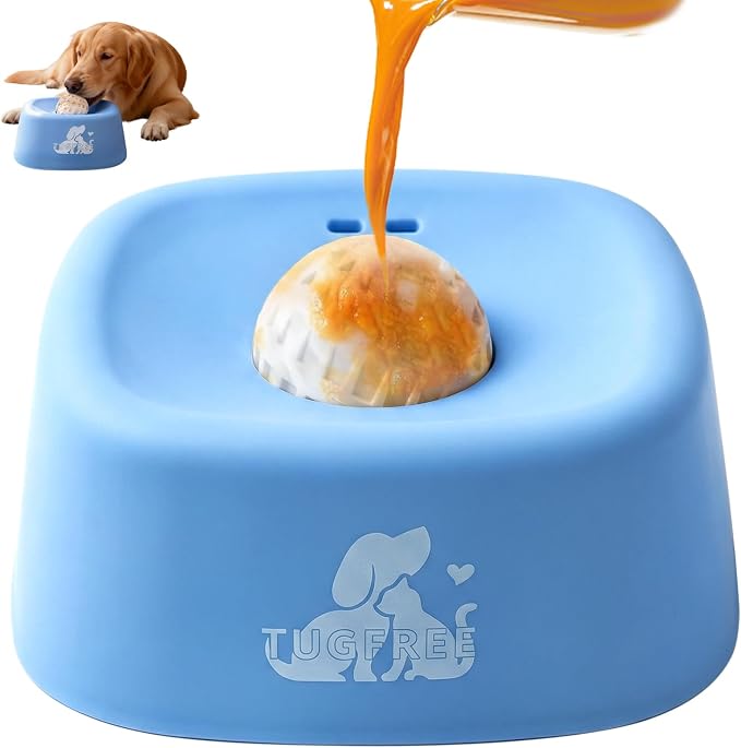 TUGFREE Slow Feeder Dog Bowls, Lick Sphere Puzzle Feeder for Liquid Treats, Non-Spill Puppy Lick Bowl for Bone Broth & Yogurt, Interactive Slow Eating Toy for Anxiety Relief, Boredom and Post-Op Care