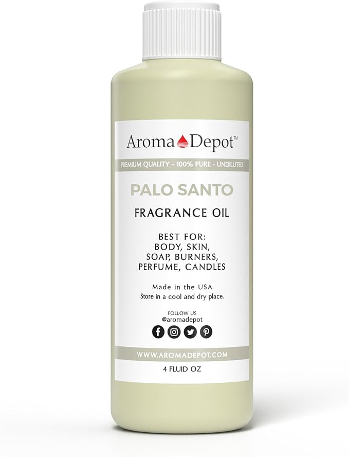 Aroma Depot Palo Santo 4 oz. Fragrance Oil for DIY Projects., Phthalate Free. A Few Drops in The Diffuser, Burners, or Warmers.