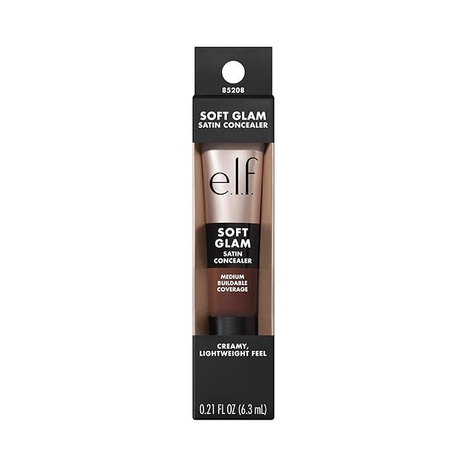 e.l.f. Soft Glam Satin Concealer, Medium Coverage For Blemishes & Under-Eye, Crease-Resistant, Long Lasting, Vegan & Cruelty-Free, 63 Rich Warm