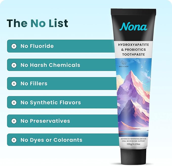 Nano Hydroxyapatite Toothpaste with Bamboo Charcoal & Probiotics, Fluoride-Free Formula for Remineralizing Enamel, Sensitive Relief & Whitening, Natural Peppermint for Fresh Breath (2pcs)