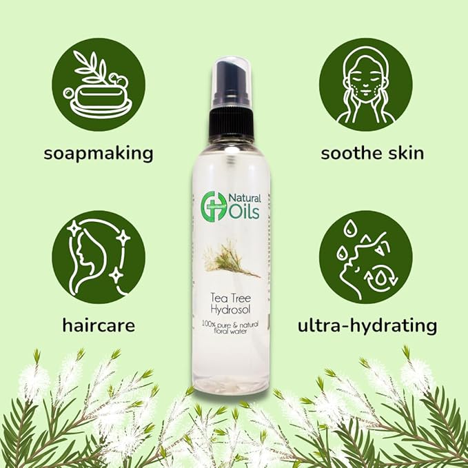 GreenHealth Tea Tree Hydrosol (Floral Water) - 8 fl oz Plastic Bottle w/Cap - 100% Pure (NOT Oil)