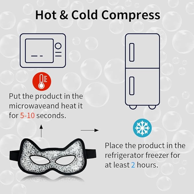 Cooling Eye Mask, Hot & Cold Use, for Puffy Eyes, Dry Eyes, Headaches, Migraines, Sinus, Dark Circles (2 blue)