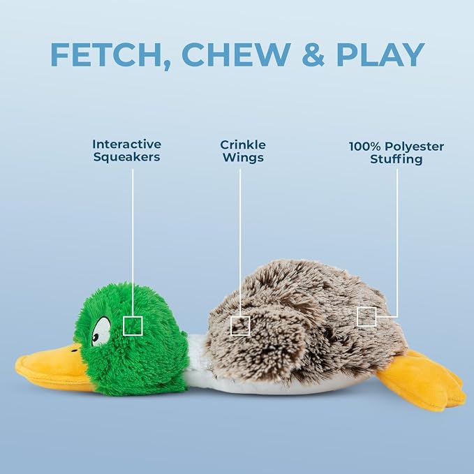 Best Pet Supplies Squeaky Dog Toys with Soft Durable Fabric for Small, Medium and Large Pets Interactive Toy for Indoor Play, Supports Active Biting and Play - Duck Duck Octomutant, Large