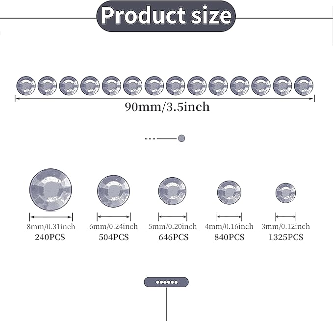 3555pcs Self Adhesive Face Gems for Makeup, Festival Jewels, Hair Gems, Rhinestone Stickers for Face, Eye, Makeup, Nail, Body, Crafts 5sheets (white-3/4/5/6/8mm)