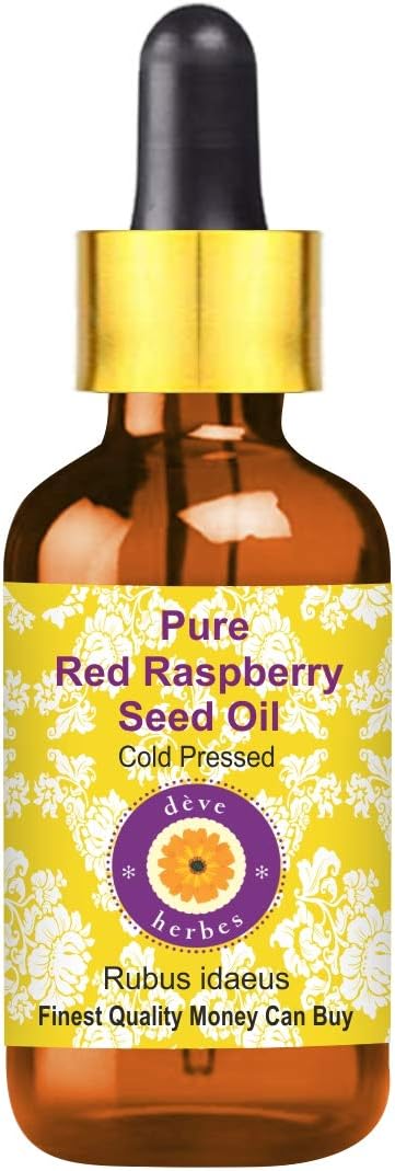 dève herbes Pure Red Raspberry Seed Oil (Rubus idaeus) with Glass Dropper Cold Pressed Oil for Skin - 10ml (0.33 oz) (0.33oz)