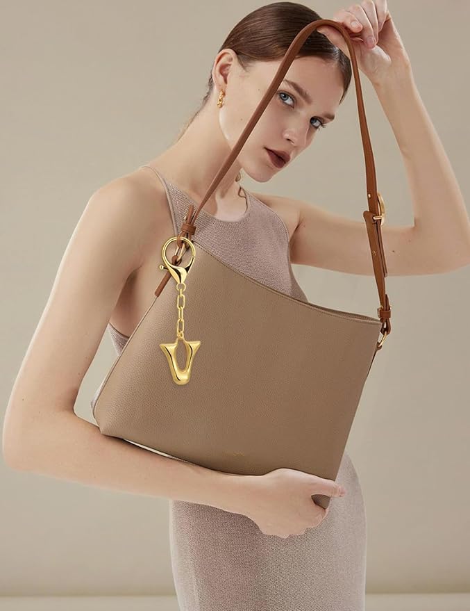 WOWORAMA Initial Letter Keychain for Women Chunky Gold Bubble Letter Bag Charm Purse Charm Personalized Keyrings Accessories