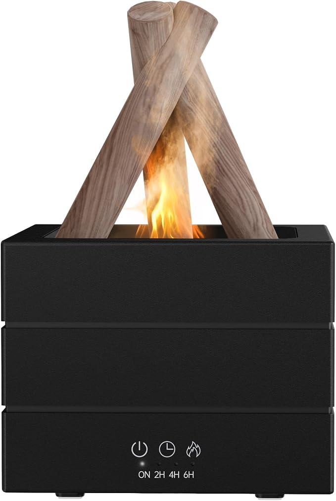 Bonfire Aromatherapy Essential Oil Diffuser, Campfire Flame Fire Diffuser with 8-Color Light, 280ml Cool Mist Humidifier for Bedroom, Home, Office, Yoga, Spa, Gift