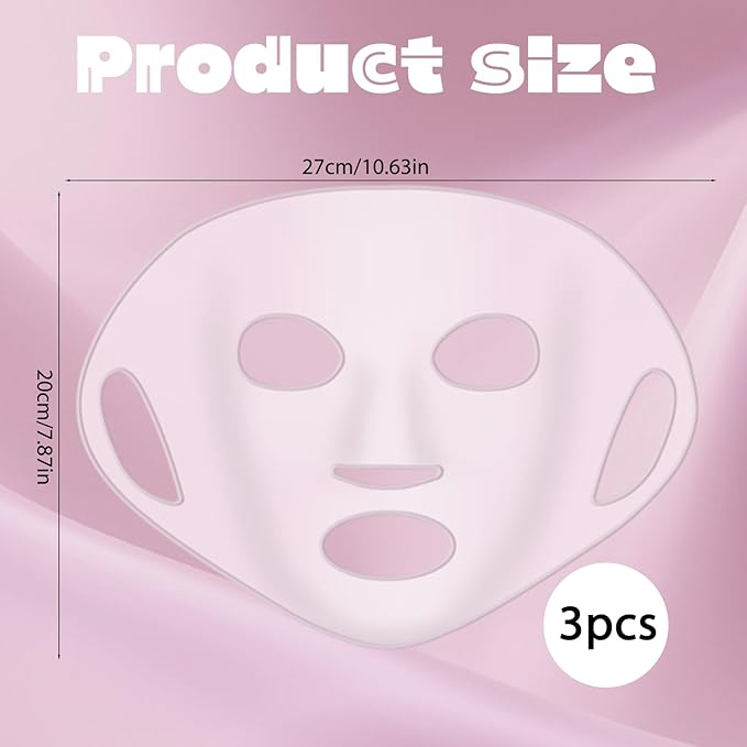 Lusofie 3Pcs Silicone Face Mask Holder Reusable - Wet Locking Firming Sheet Mask Cover For Skincare Beauty Tool Pink Gold White