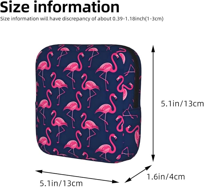 Pink Flamingos Flamingo Tropical Hawaii Hawaiian Tropical Period Bag For Women,Portable Sanitary Napkin Period Pad Pouch For Purse, Small Make Up Bags