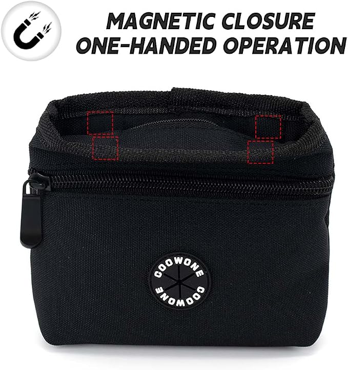 Dog Treat Pouch with Pet Training Clicker, Detachable Dog Puppy Training Treat Bag, 900D Oxford Cloth Magnetic Closure Small Dog Poop Bag Holder for Travel or Outdoor Use