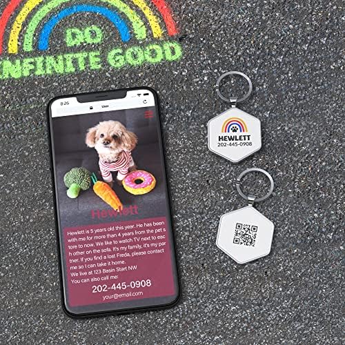 Dog Tags Personalized Pet ID Tags - QR Code Customize Dog Cat Tag - Pet Online Profile Display Pet Information