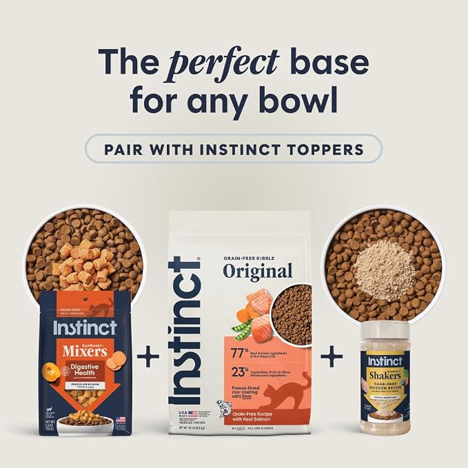 Instinct Original Dry Cat Food, Raw Coated Kibble, Real Salmon, 10 lb. Bag | Raw-coated kibble with wild-caught salmon for strong muscles, digestive health, and healthy skin & coat, grain-free
