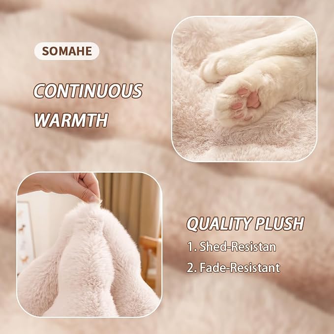SOMAHE Plush Dog Bed Mat, Machine Washable, Large 35x27 Milky White | Machine Washable + Non-Slip Paw Bottom: plush dog mat stays fluffy and helps reduce sliding on indoor floors.