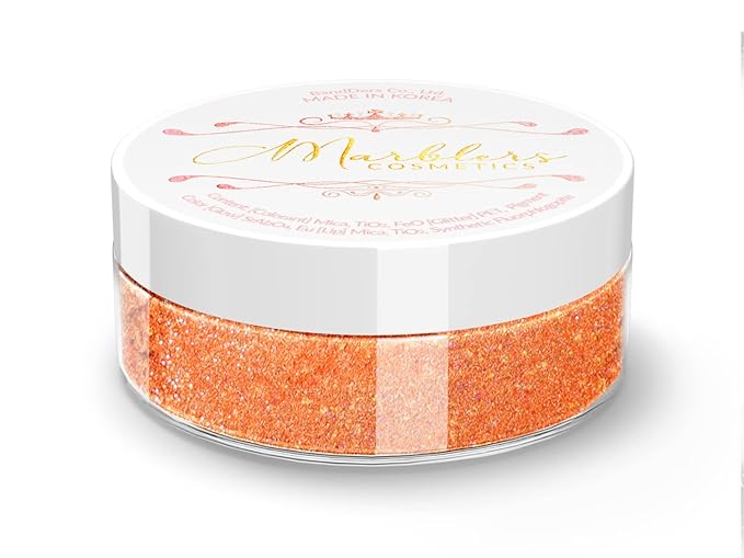 MARBLERS Glitter Mica Powder [Tangerine Jelly] 0.14oz (4g) | Glitter Mica | Highly Pigmented | Non-Toxic, Vegan, Cruelty-Free | Eyeshadow, Body Butter, Nail Polish, Nail Art | Party, Body, Face Makeup