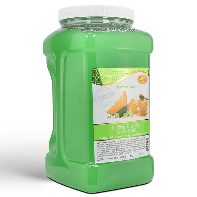 SPA REDI - Sugar Body Scrub, Honey, Cucumber Melon, 128 Oz, Exfoliating, Moisturizing, Hydrating and Nourishing, Glow, Polish, Smooth and Fresh Skin - Body Exfoliator