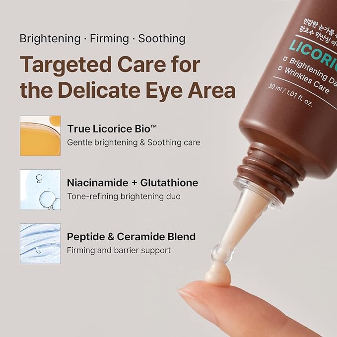 ACWELL Licorice pH Balancing Intensive Anti-Wrinkle Eye Cream 1.01 fl.oz. -For Dark Circles and Puffiness with Peptides and Licorice Water, Anti-aging Face Cream for Men and Women