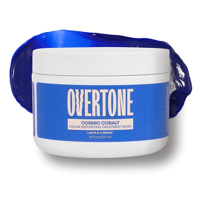 Overtone Semi Permanent Hair Color Conditioner, Cosmic Cobalt, 8 oz, Nourishing, Damage-Free, Color Depositing Mask for All Hair Types with Shea Butter & Coconut Oil, Vegan & Cruelty-Free