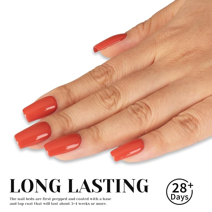 Orange Red Gel Nail Polish, 0.51 Fl Oz UV/LED Soak Off Deep Orange Gel Polish for Manicure Salon or DIY Nail Art at Home - GP0054