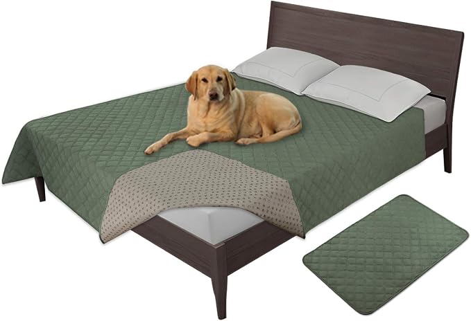 Easy-Going Waterproof Dog Bed Cover, Non-Slip Pet Blanket, 120x82in | Greyish Green, Leakproof Couch Cover, Machine Washable Furniture Mattress Protector, Soft Sofa Mat For Dogs, Pet Friendly