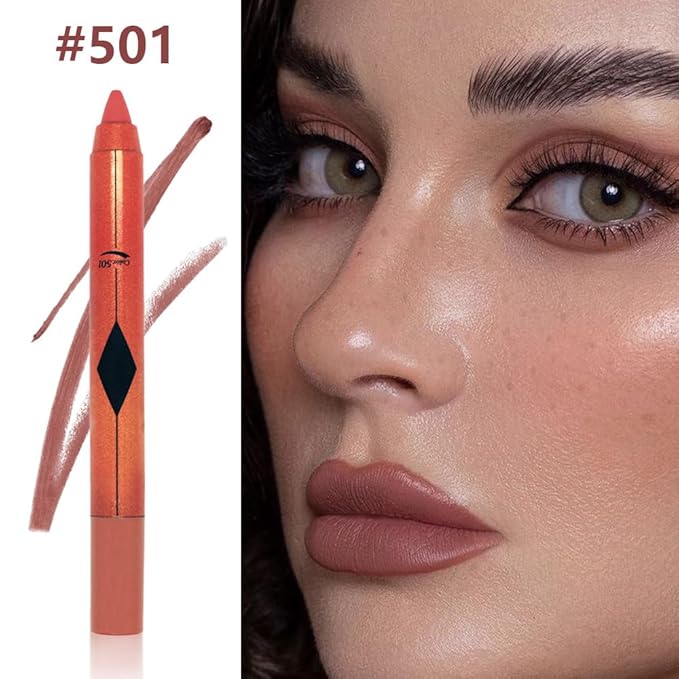 Nude Color Lip Liner Pencil, Smooth Matte Lipstick Crayon with Lip Pencil Sharpener for Women, Velvet Smudge Proof Smudgeproof Waterproof No Transfer Makeup Forever Lipliner 501#