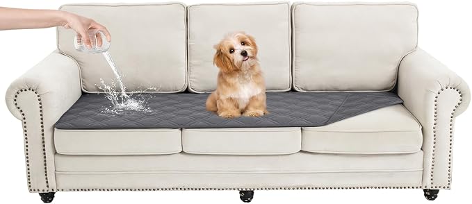 100% Waterproof Dog Bed Cover Pet Blanket, Gray+Gray, (30"x71") | ,7-Layer Reversible Couch Covers for Dogs Met for Sofa Furniture Car Camping