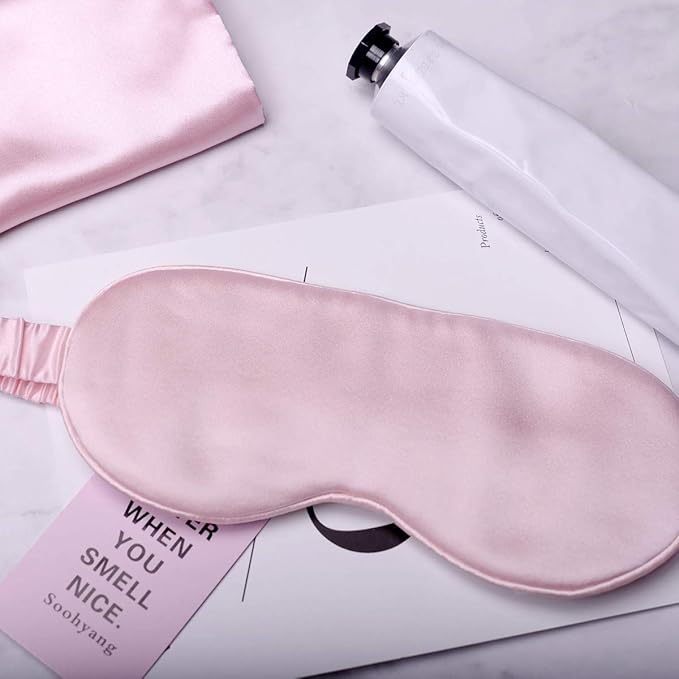 Silk Sleep Mask Light Blocking Luxury 100% Mulberry 19mm Silk Eye Mask Eye Cover Blindfold Ultra Soft Light & Comfy Anti Aging Skin Care with Travel Bag Gift Package