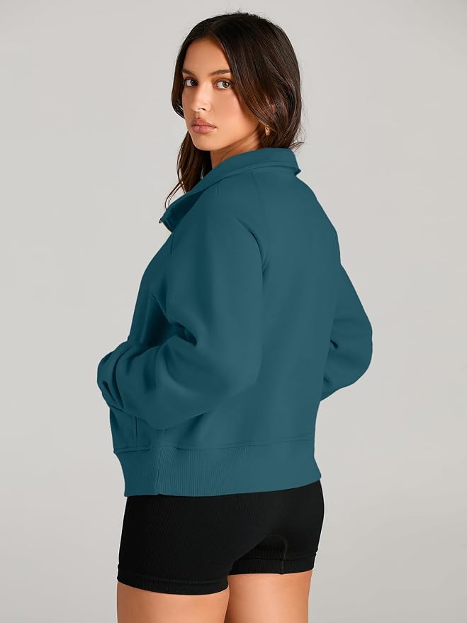 AUTOMET Womens Sweatshirts Half Zip Fleece Pullover Fall Outfits | Fall Fashion Clothes 2026,Cropped Sweatshirts,Cute Y2k Tops,Quarter Zipper Sweater,Winter Loungwear Outfits