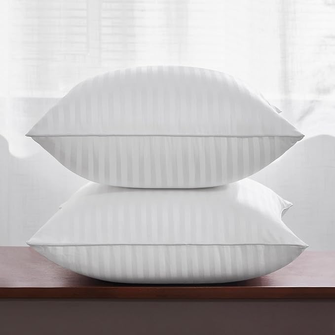 Oubonun 16 x 16 Throw Pillow Inserts Set of 2 | Firm and Fluffy Decorative Square Pillows for Couch Bed Sofa with Soft Cotton Cover White Cushion with Down Alternative