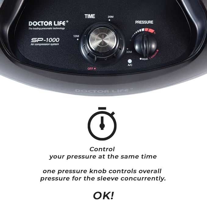 DOCTOR LIFE (FSA-HSA Sequential Air Compression Leg Massager : Device, Foot and Leg Recovery Boots - Improved Blood Circulation and Fast Sports Recovery (SP-1000, XL)