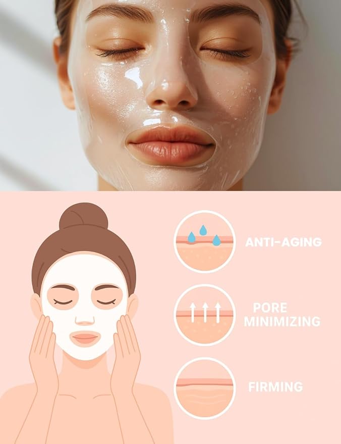 Bio-Collagen Sheet Mask (4 Pack), Hydrating & Firming Face Mask, Korean Skin Care Collagen Mask for Dry & Aging Skin, Winter Hydration for All Skin Types