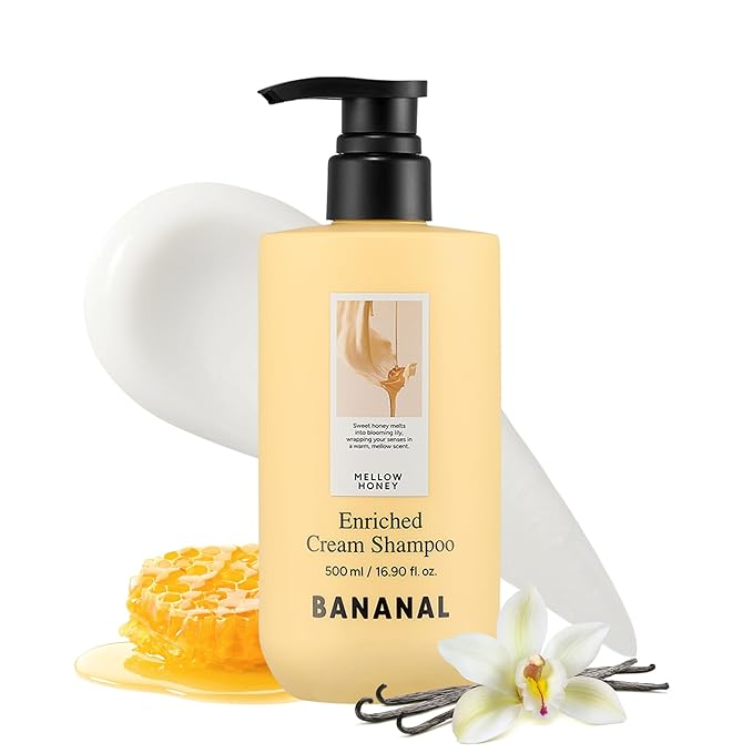 Enriched Cream Korean Shampoo Rice Protein Formula – Clarifying Cleanse with Sea Water, Silk Protein & Niacinamide, Sulfate-Free, Fresh Scalp, Mellow Honey, 500 ml / 16.9 fl oz