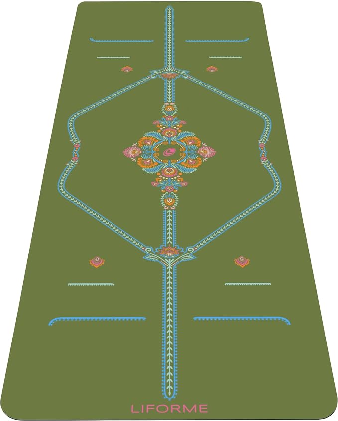 Liforme Printed Yoga Mat Collection - Free Yoga Bag Included - Patented Alignment System, Warrior-like Grip, Non-Slip, Eco-friendly, Sweat-resistant, Long, Wide and Thick for Comfort