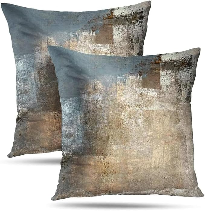 Throw Pillow Covers for Couch, 22x22 Inch, 2 Pack, Grey Beige | Decorative Throw Pillow Covers Cushion Covers for Couch Bedroom Sofa Living Room